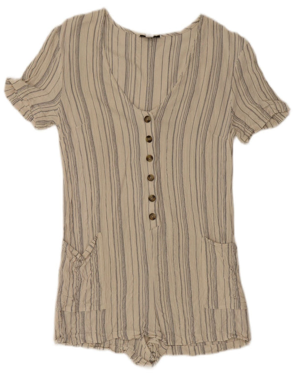 Topshop Combishort Femme UK 42 Viscose Rayée Beige Moyen