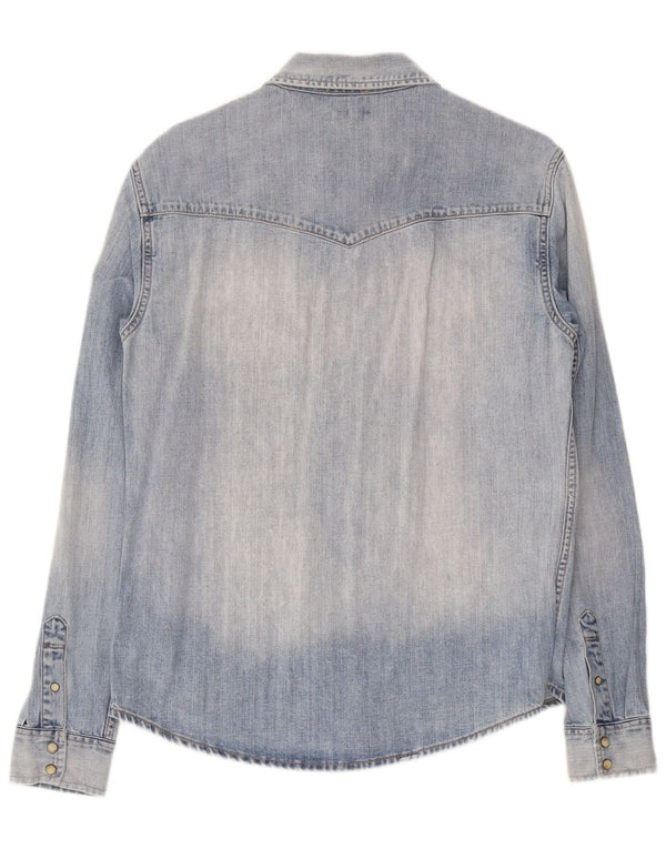 All Saints Chemise En Jean Coupe Slim Bleu Moyen Coton Homme