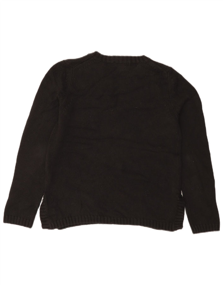 Eddie Bauer Pull col en V pour femme UK 14 en coton noir moyen