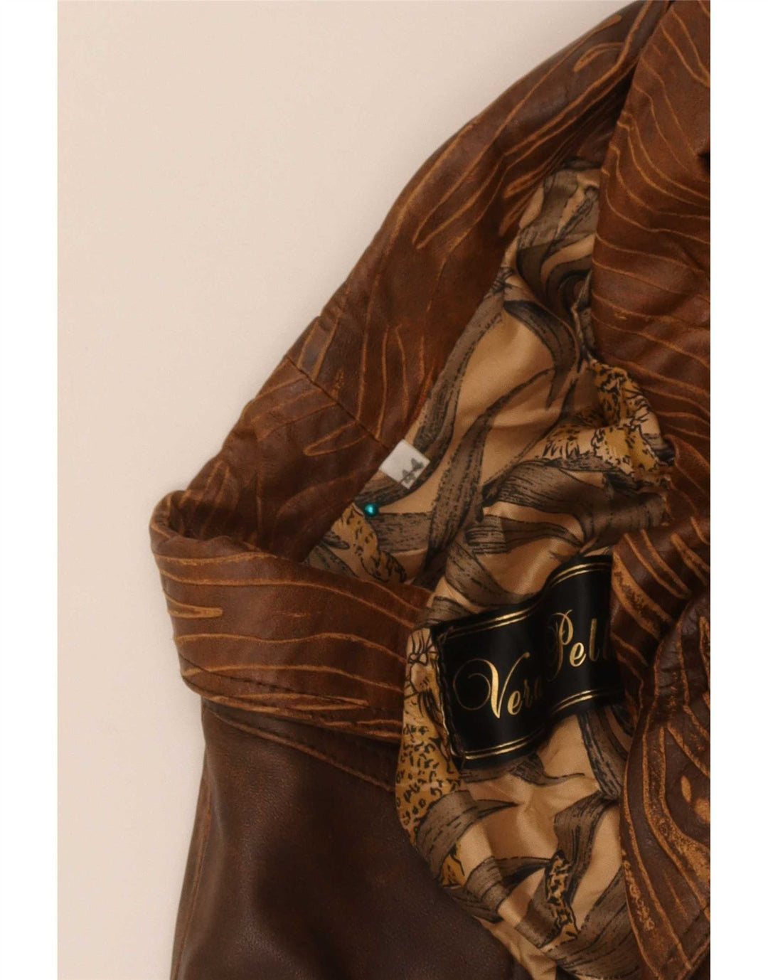 veste en cuir bomber femme vintage IT 44 Medium Brown Tie Dye Biker