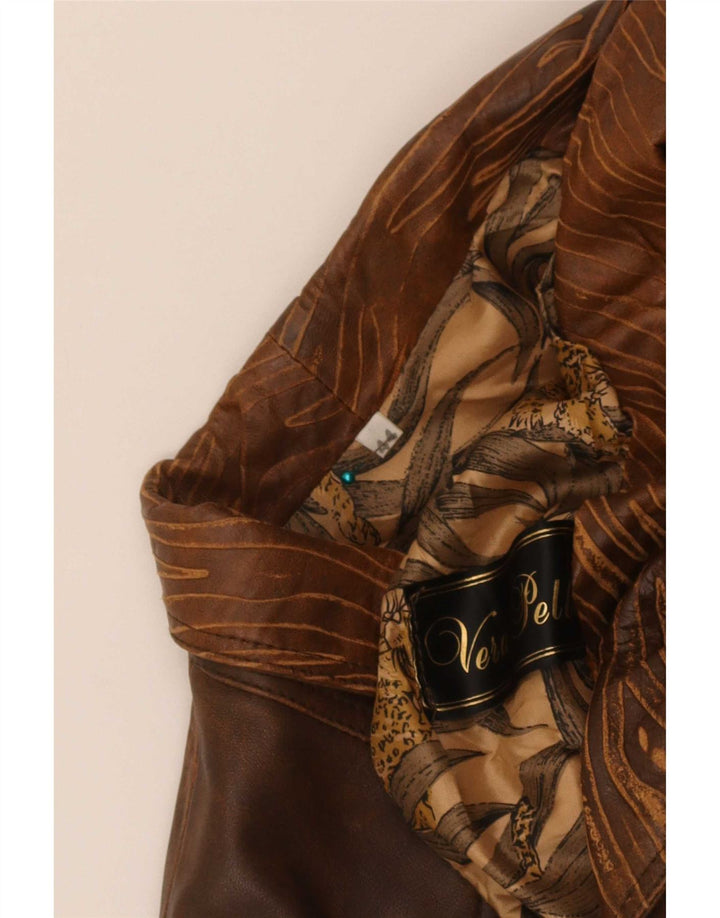 veste en cuir bomber femme vintage IT 44 Medium Brown Tie Dye Biker