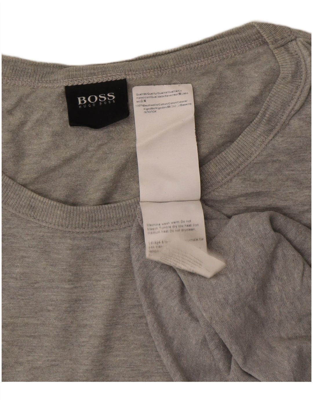 HUGO BOSS T-Shirt Femme Top UK 16 Large Gris Coton