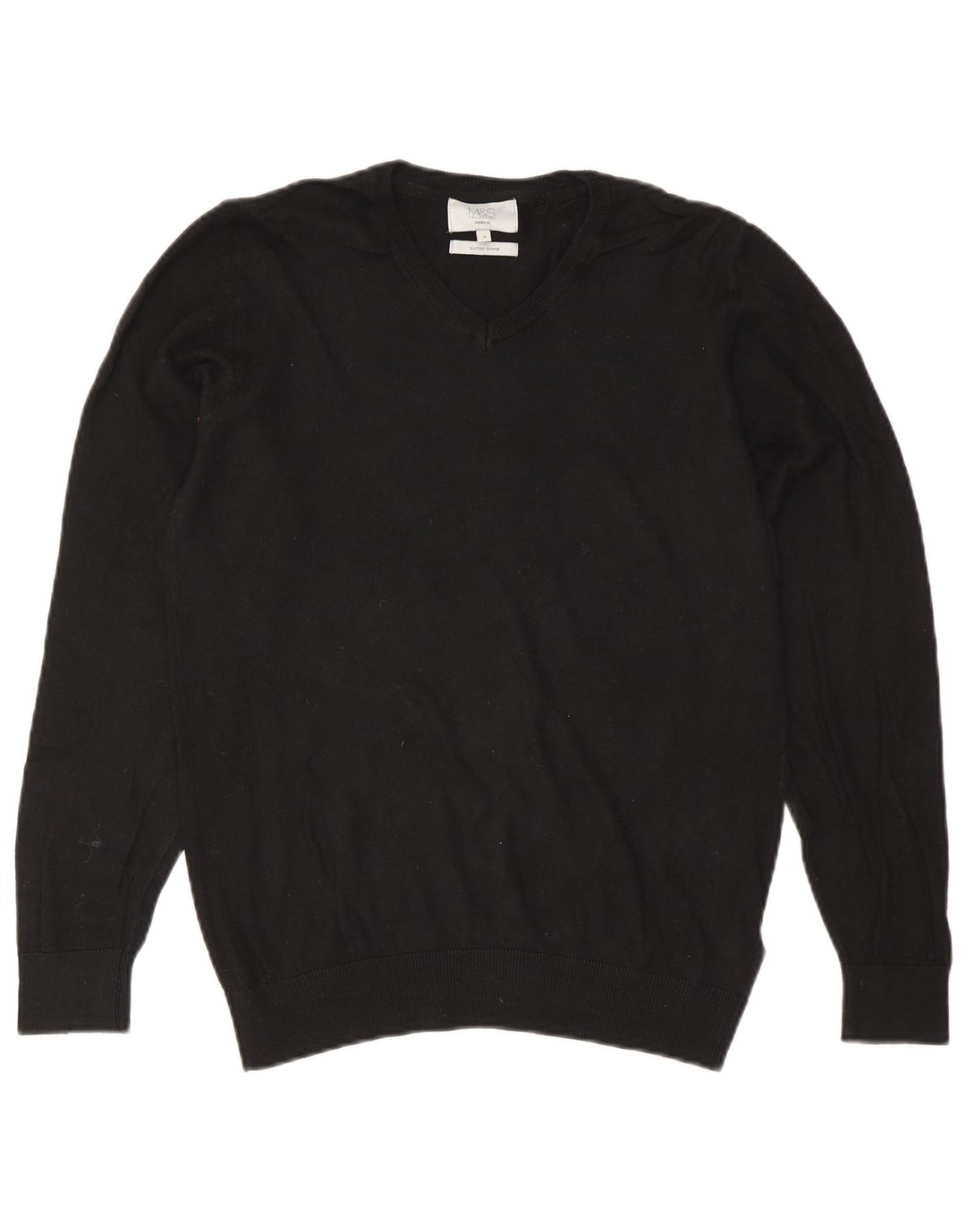 Marks & Spencer Pull coupe classique à col en V pour homme, petit, en coton noir