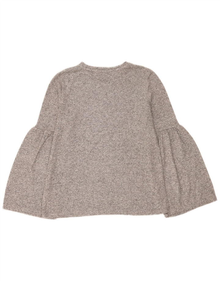 Zara Femme Trafaluc Haut Oversize Manches Longues UK 10 Petit Gris Moucheté