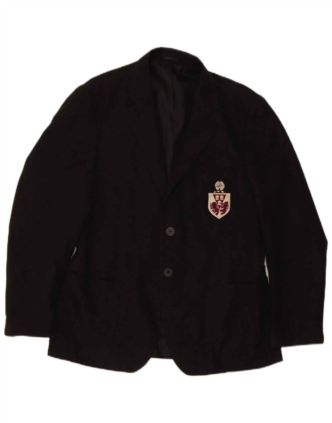 vintage Homme 2 Bouton Blazer Veste UK 38 Moyen Noir Polyester