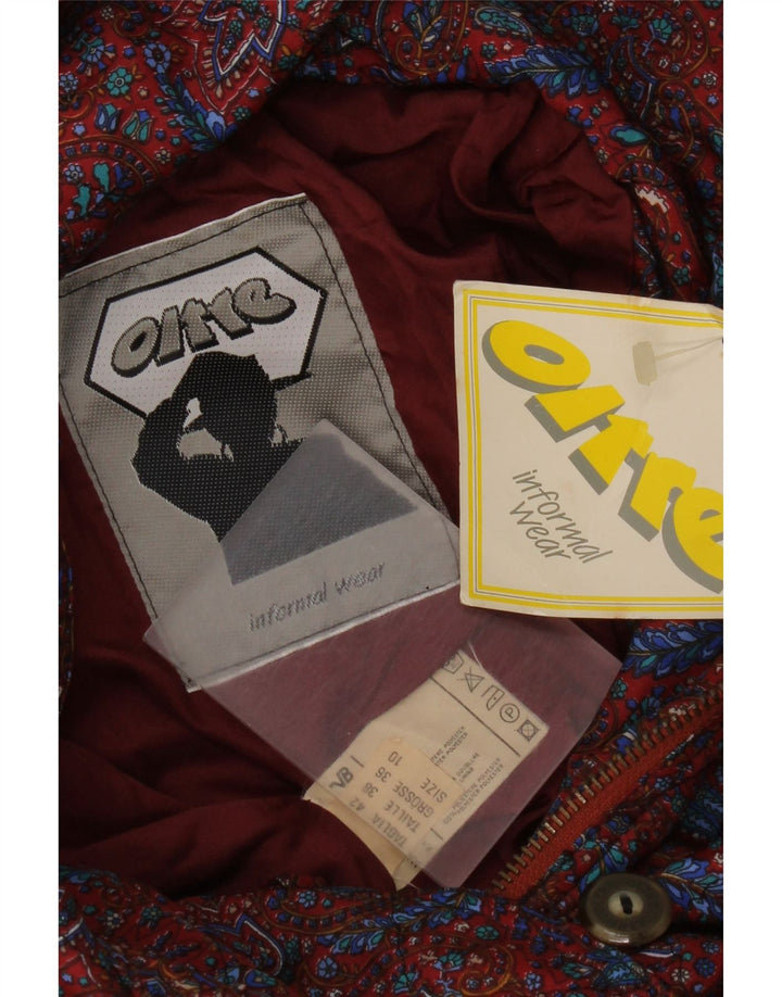 Oltre Veste bomber surdimensionnée à capuche pour femme UK 10 Petit motif cachemire rouge