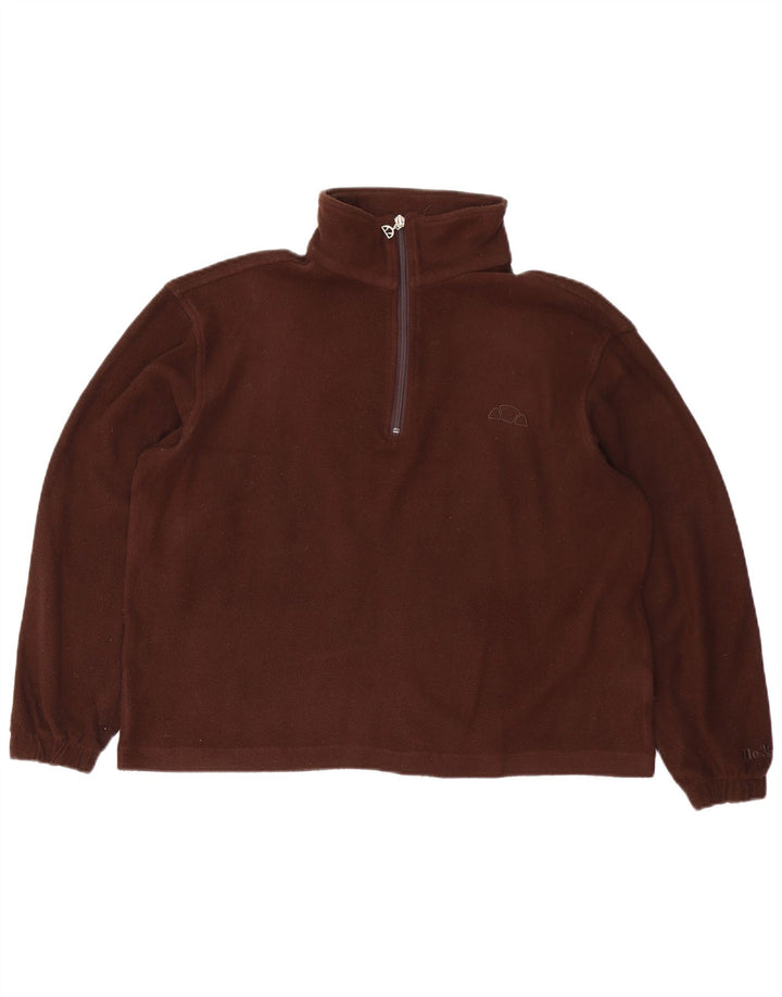 ELLESSE Pull polaire surdimensionné à col zippé pour femme UK 12 Marron moyen
