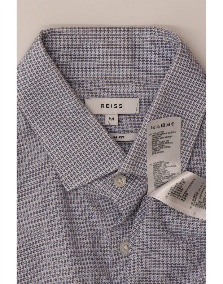 Reiss Chemise Slim Fit Homme Bleu Moyen Pied-de-Poule Coton