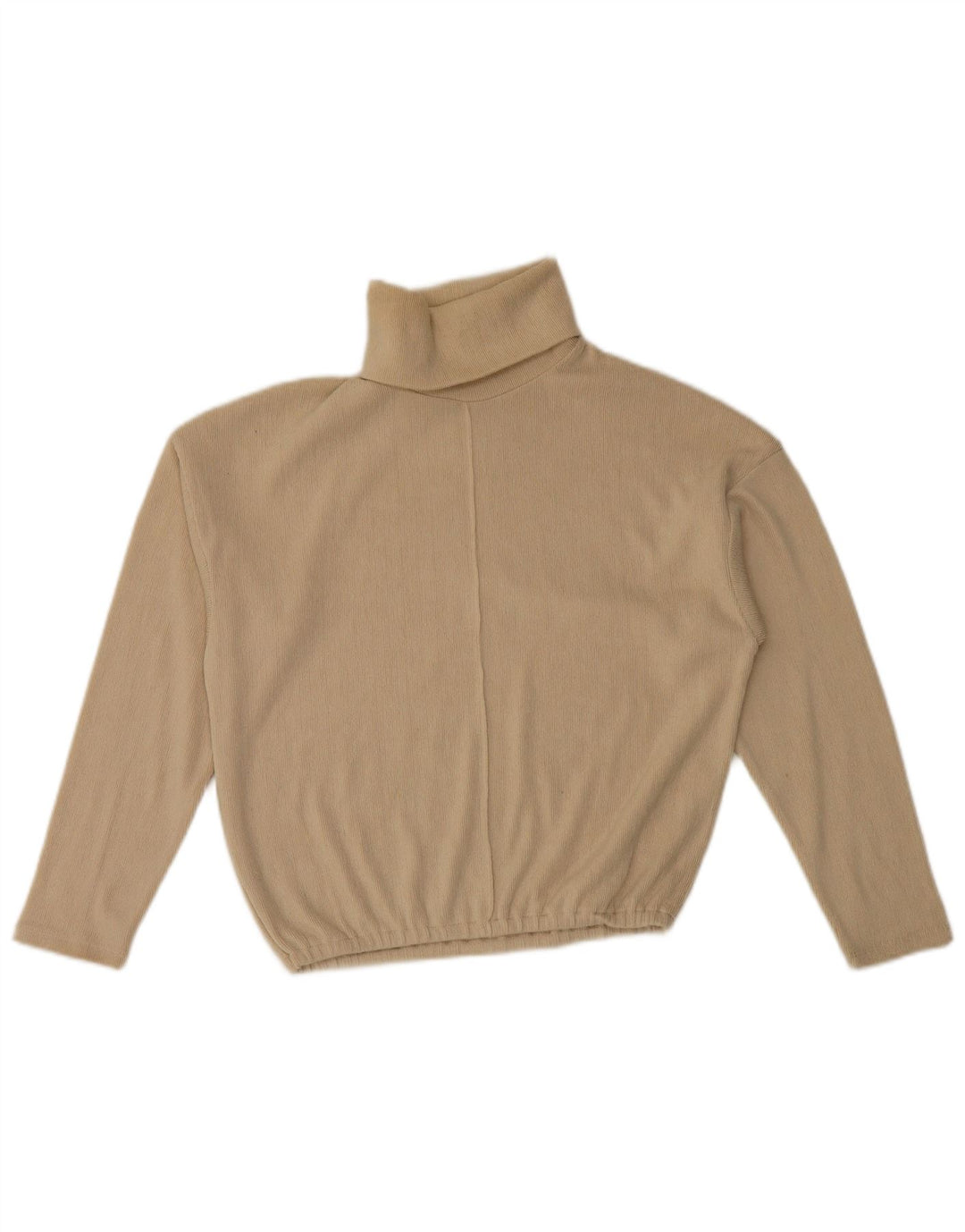 Zara Pull surdimensionné à col roulé pour femme UK 10 Petit polyester beige