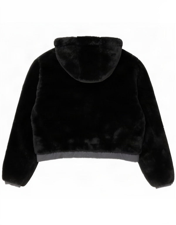 Ellesse Veste bomber surdimensionnée à capuche Teddy Bear pour femme UK 8 Small Noir