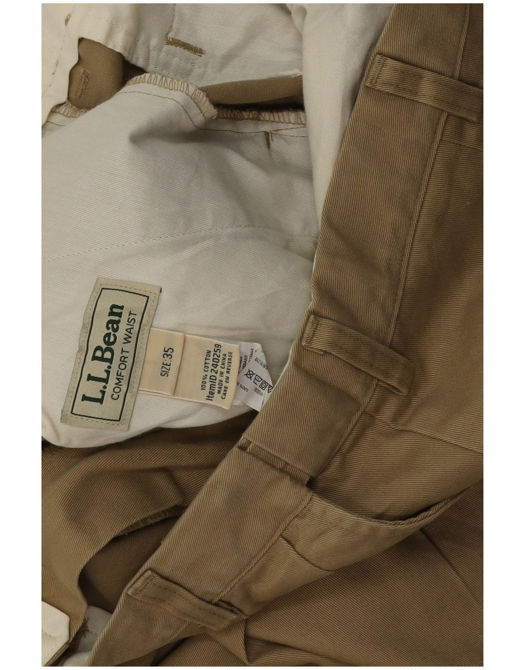 L.L.Bean Short Chino Pegged Homme W35 Grand Coton Kaki