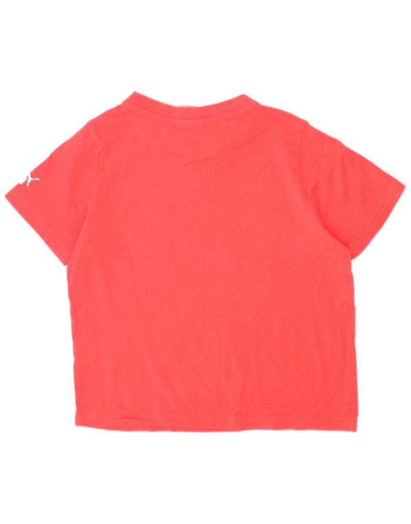 Puma Girls Graphic T-Shirt Top 7-8 Years Red Cotton