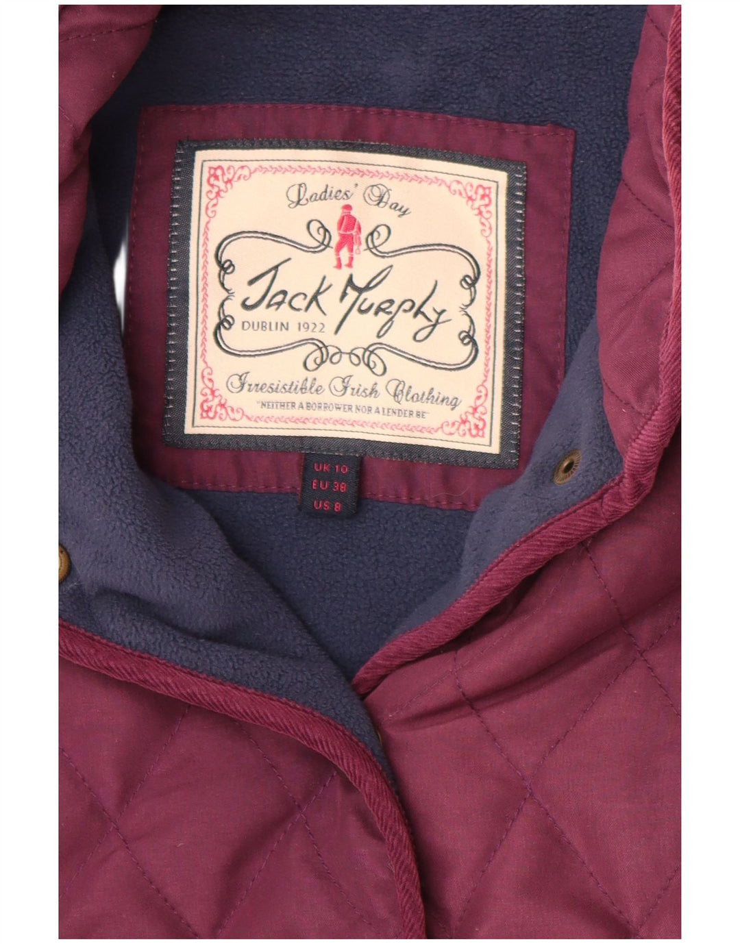 JACK MURPHY Veste matelassée pour femme UK 10 Petit Violet Polyester