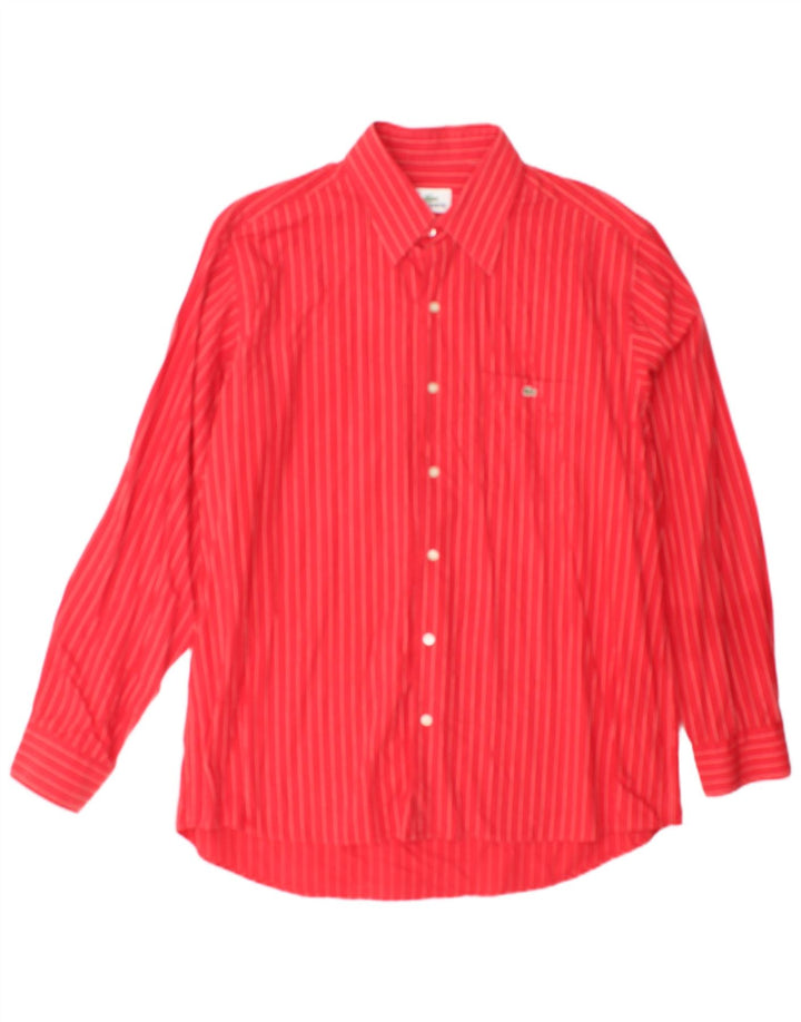 Lacoste Chemise Homme Taille 43 Grand Coton Rayé Rouge