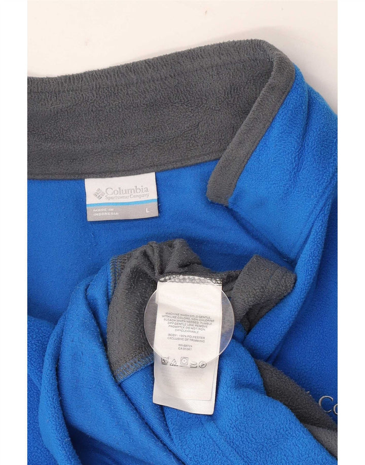 Columbia Pull polaire à col zippé pour homme, grand, bleu, color block, polyester