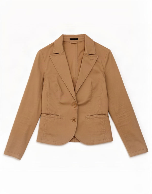 Sisley Veste Blazer 2 Boutons Femme UK 6 XS Beige