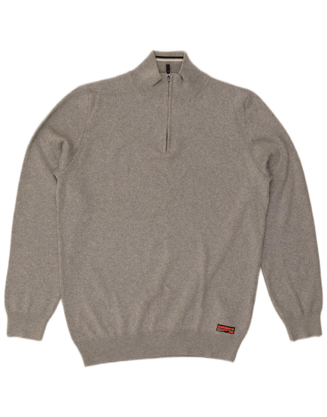 SUPERDRY Pull Col Zippé Homme XL Gris Coton