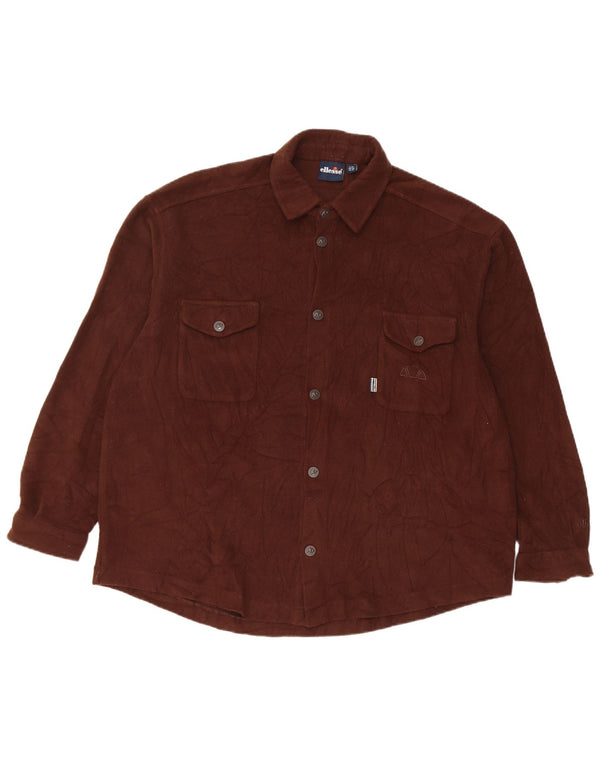 Ellesse Mens Fleece Loose Fit Shirt UK 36 Small Brown Polyester