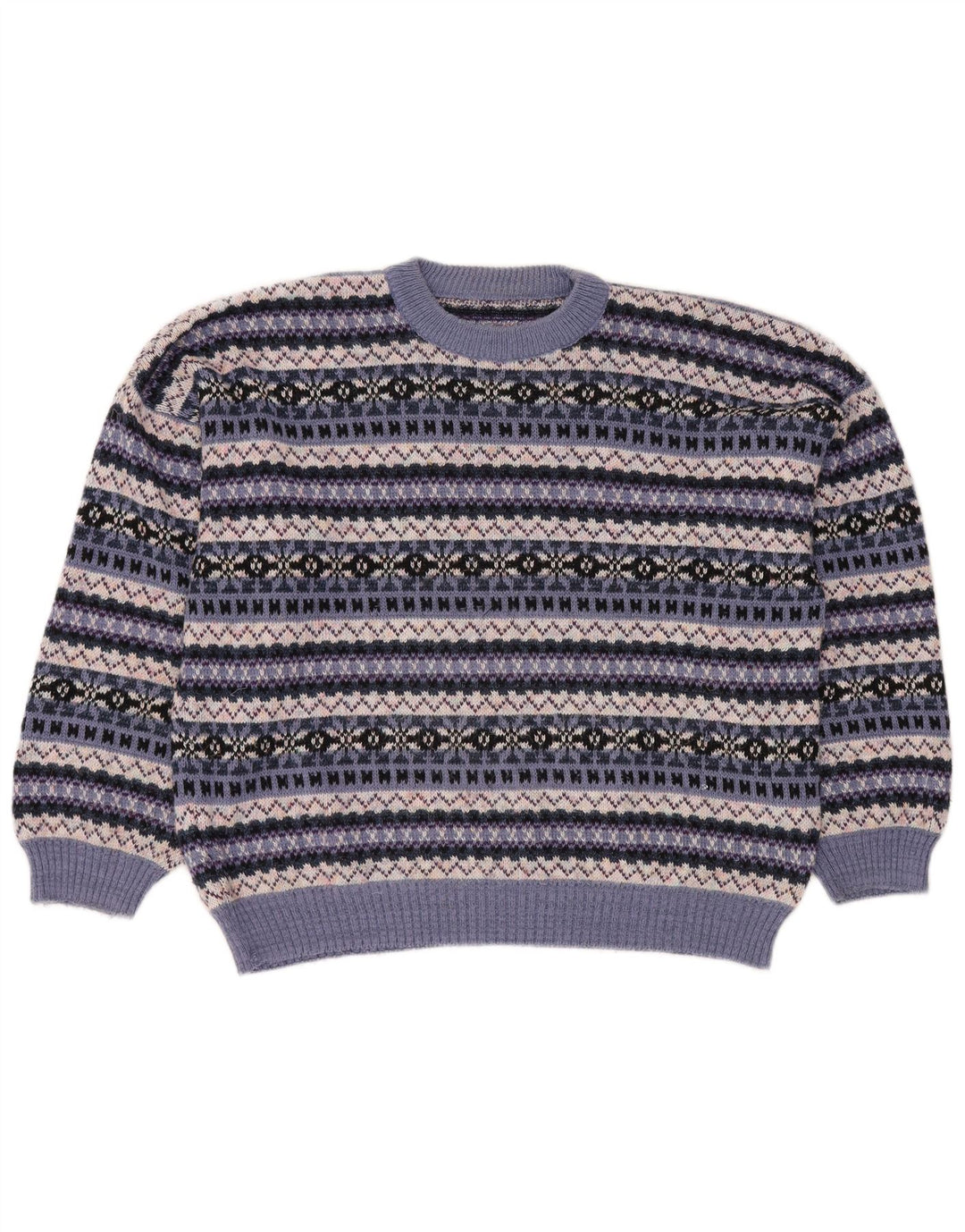 vintage Womens Crew Neck Jumper Pull UK 18 XL Multicolore Fair Isle
