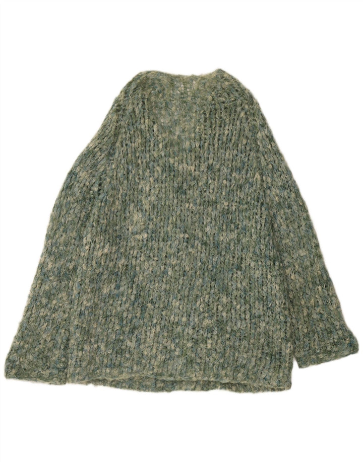 VINTAGE Femmes Longline Cardigan Pull UK 18 XL Vert