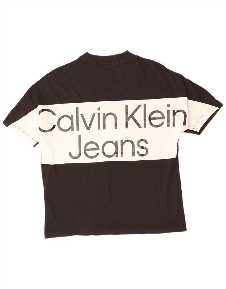 CALVIN KLEIN JEANS T-Shirt Graphique Homme Top XL Noir Colourblock Coton