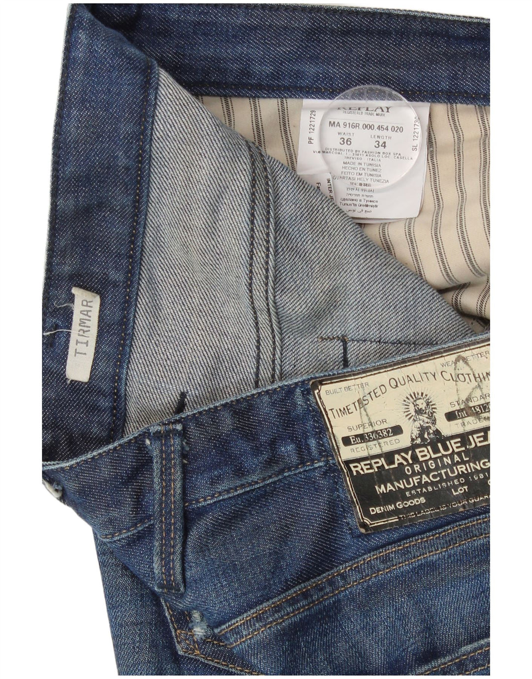 Replay Jean Tirmar Tapered Homme W36 L34 Bleu Coton