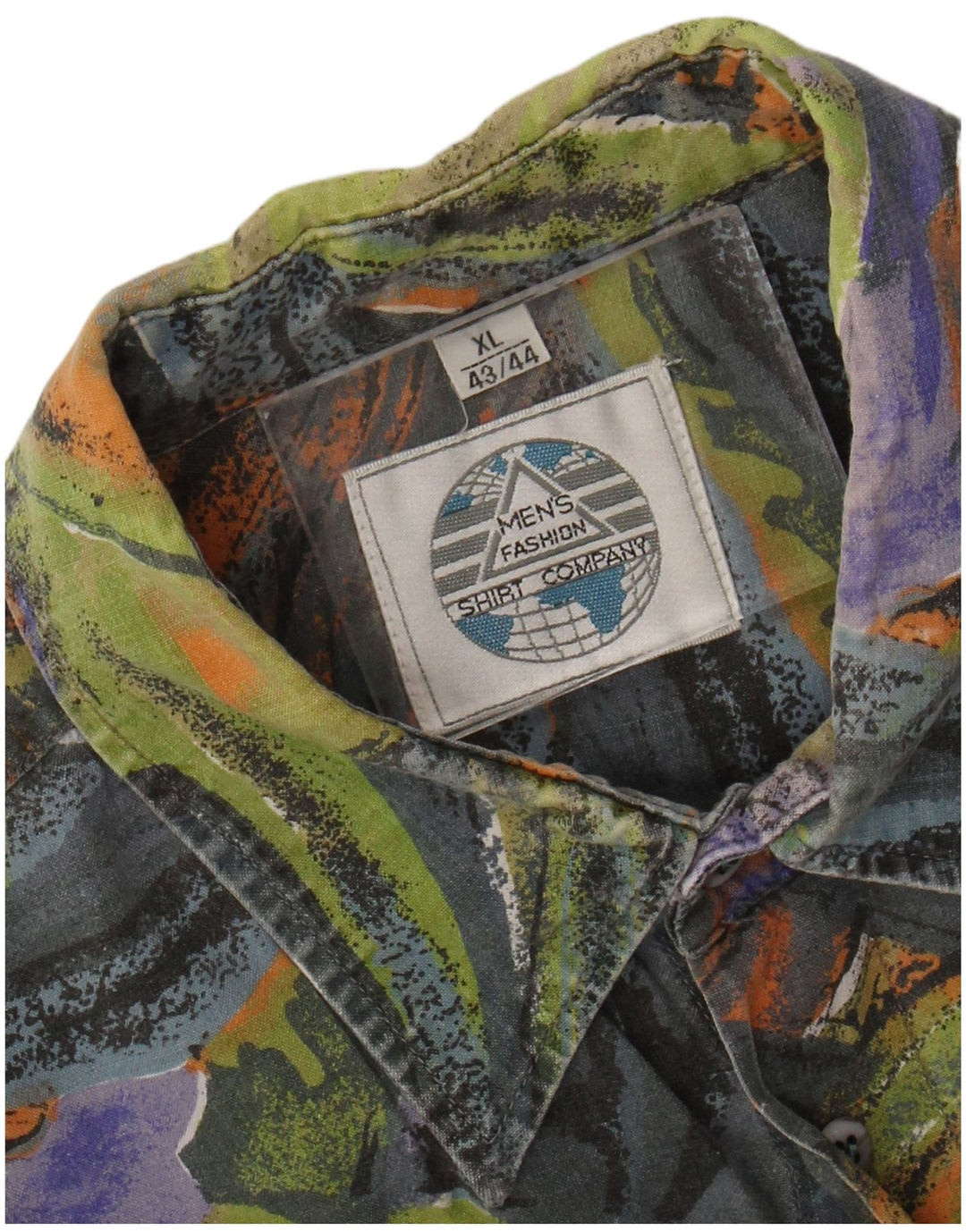 VINTAGE Chemise motif abstrait homme taille 43/44 XL multicolore