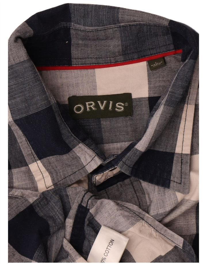 Orvis Chemise Homme Grand Carreau Bleu Marine Coton
