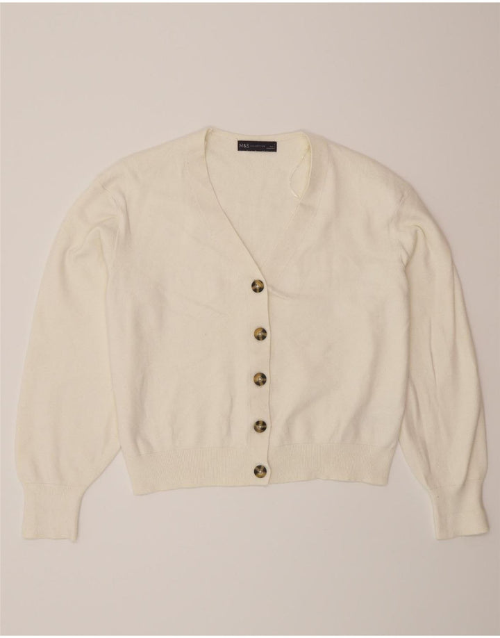 Marks & Spencer Cardigan pour femme en viscose blanc cassé UK 44