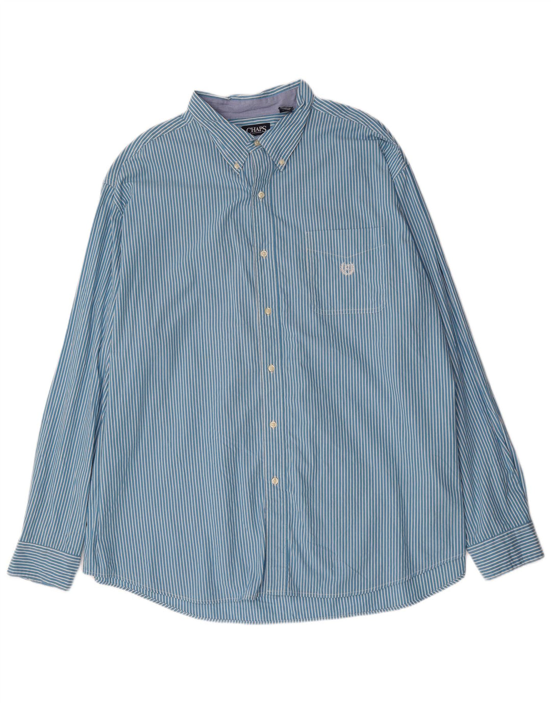 Chaps Chemise haute pour homme 3XL en coton à fines rayures bleues