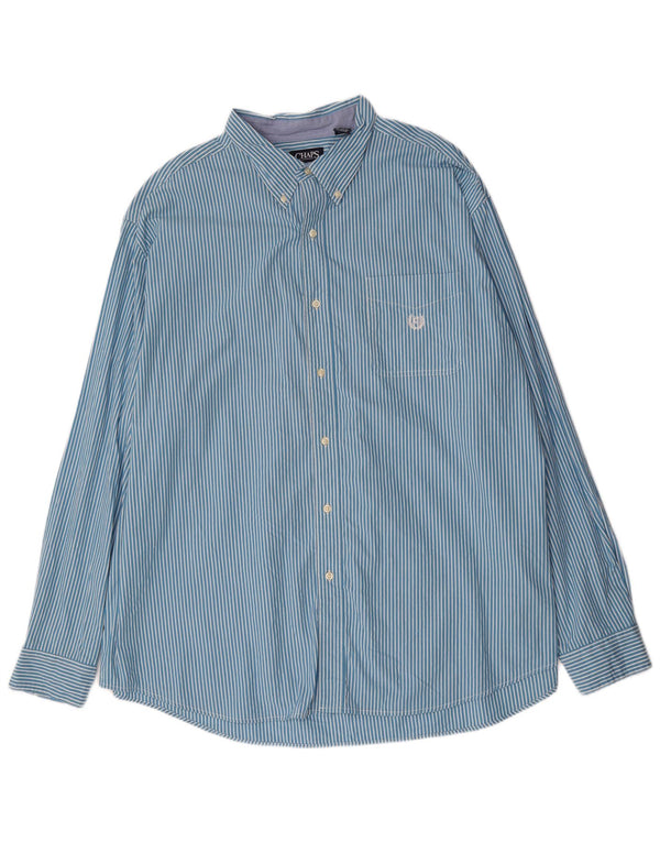 Chaps Chemise haute pour homme 3XL en coton à fines rayures bleues