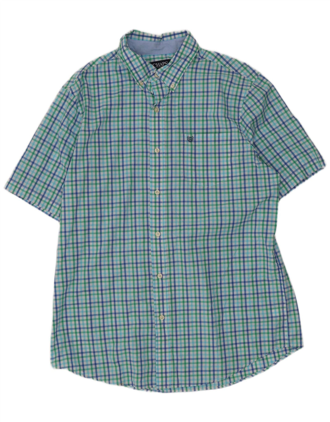 Chaps Chemise à manches courtes pour homme en coton vichy multicolore