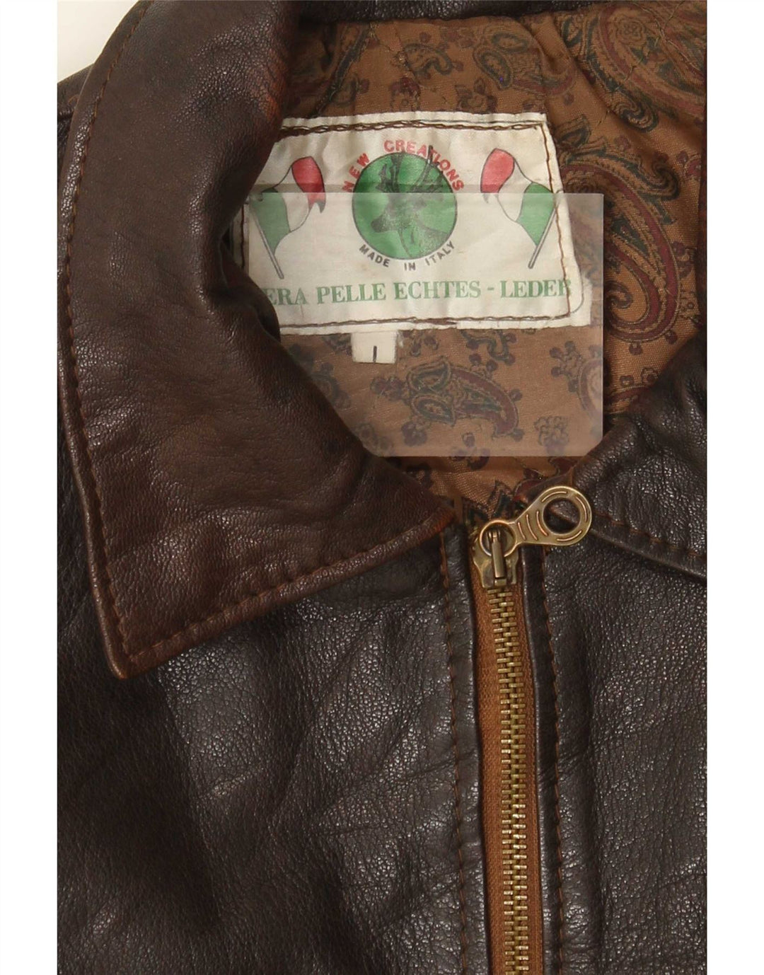 veste en cuir homme vintage UK 40 Grand Marron
