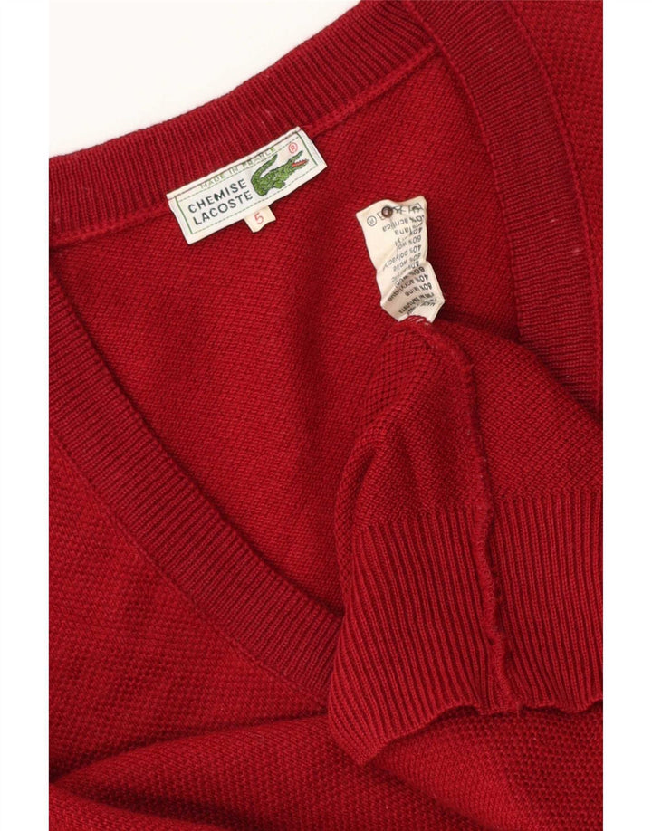 Lacoste Pull col V pour homme Taille 5 Grande laine rouge