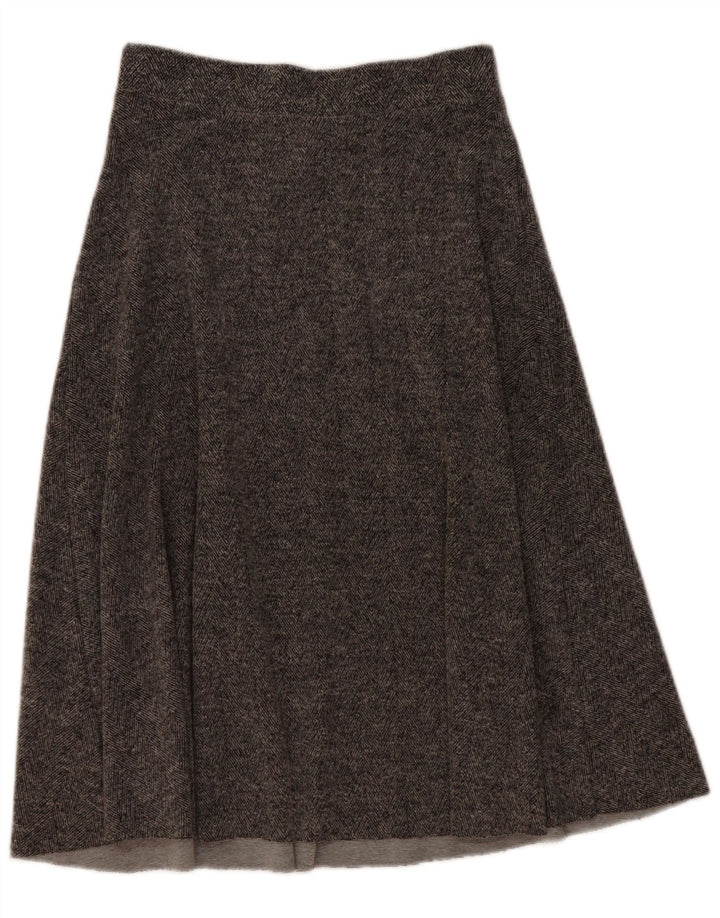 Zara Femme Jupe Midi A-Line Large W32 Gris Chevrons