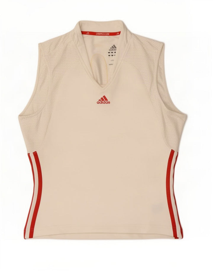 Adidas Débardeur Femme UK 14 Medium Blanc Colorblock Polyester
