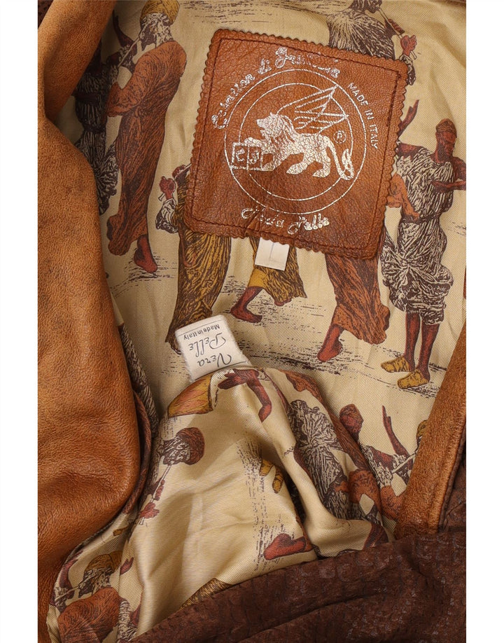 veste surdimensionnée femme vintage UK 16 Grand imprimé animal brun