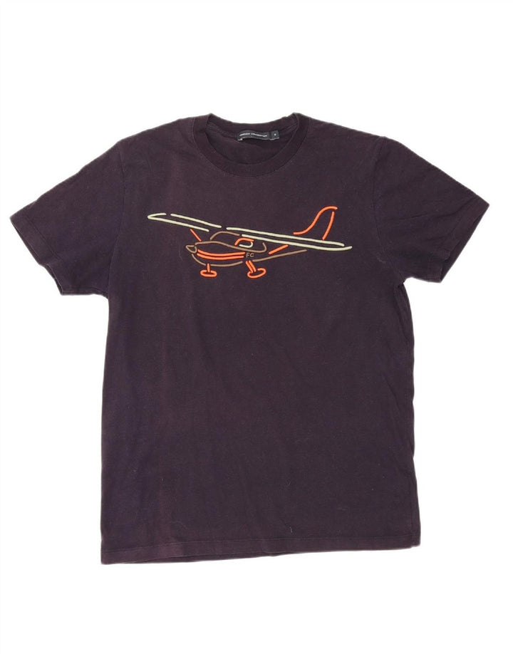 FRENCH CONNECTION Mens Graphic T-Shirt Top Small Navy Blue Cotton