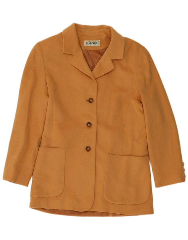 HENRY WHITE Veste Blazer 3 Boutons Femme UK 14 Grande Laine Beige
