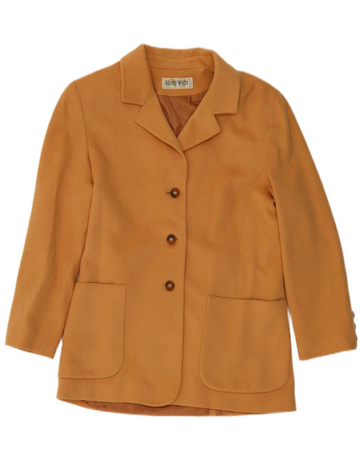 HENRY WHITE Veste Blazer 3 Boutons Femme UK 14 Grande Laine Beige