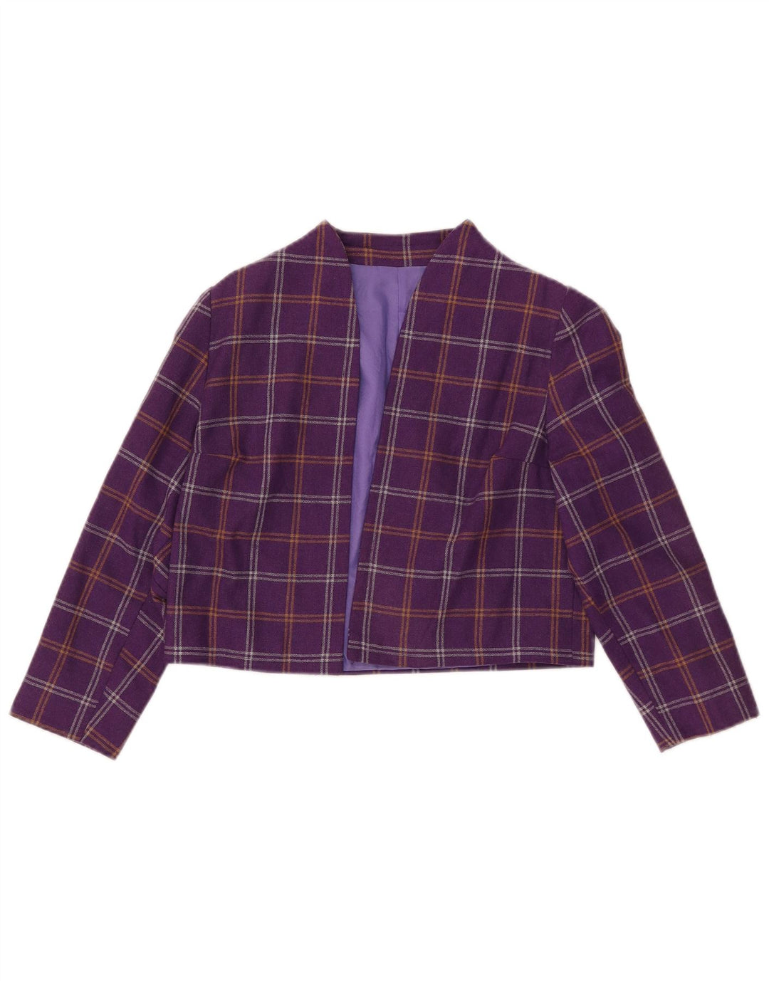 VINTAGE Veste Boléro Femme UK 10 Petit Carreau Violet