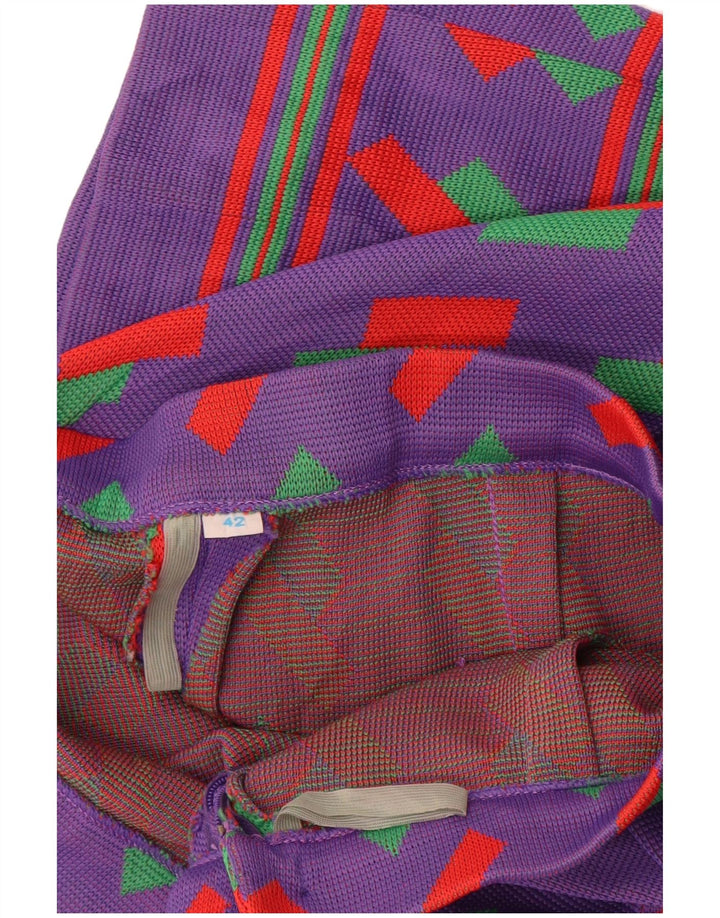 VINTAGE Jupe trapèze taille haute femme IT 42 Medium W26 Violet Géométrique