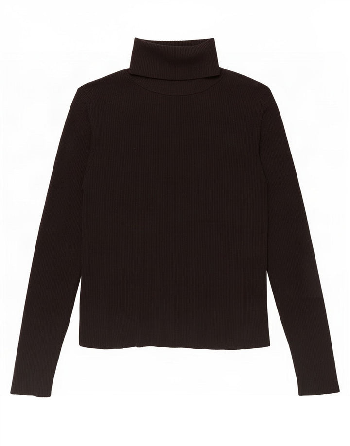 Zara Femme Top Manches Longues UK 12 Medium Noir Polyamide