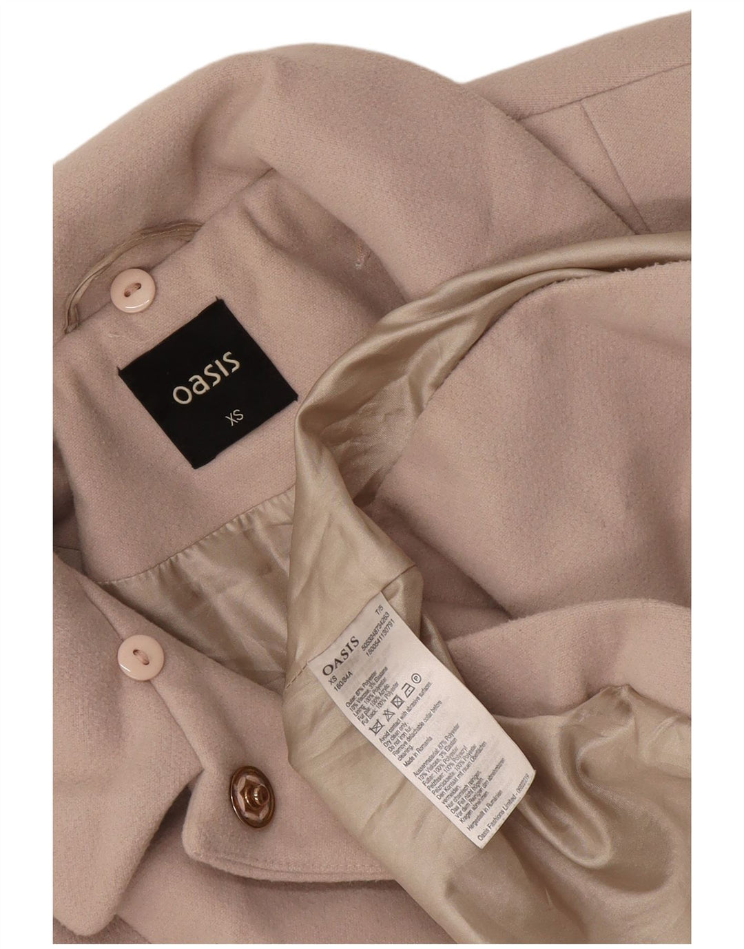 Oasis Pardessus Femme UK 6 XS Polyester Blanc Cassé