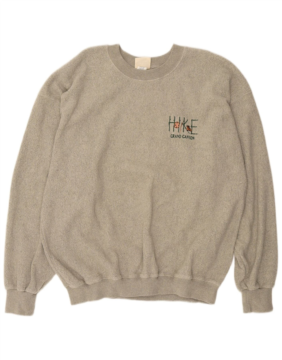 vintage Mens Fleece Jumper XL Gris Coton