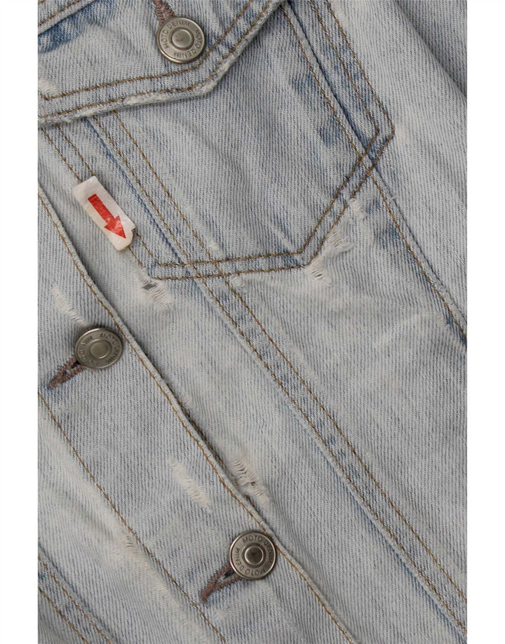 Topshop Veste en jean pour femme UK 10 Petit coton bleu