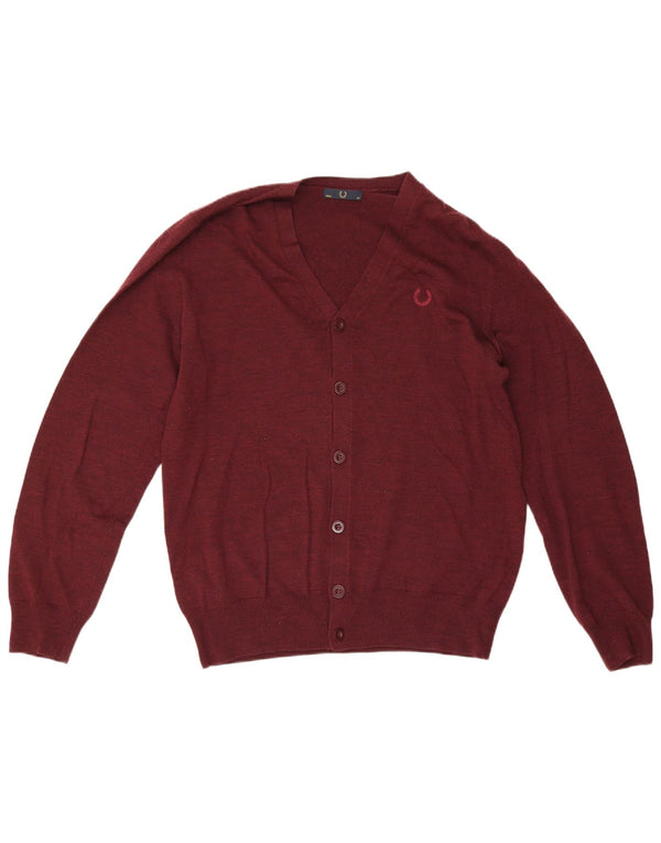 Fred Perry Cardigan pour homme en laine bordeaux moyen