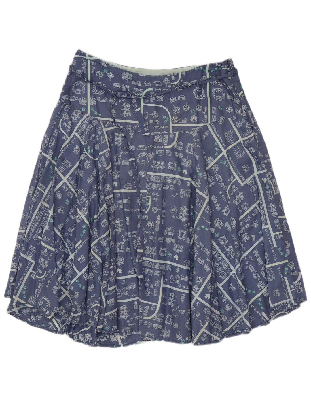 Jupe trapèze graphique White Stuff pour femme UK 12 Medium W30 Bleu Coton