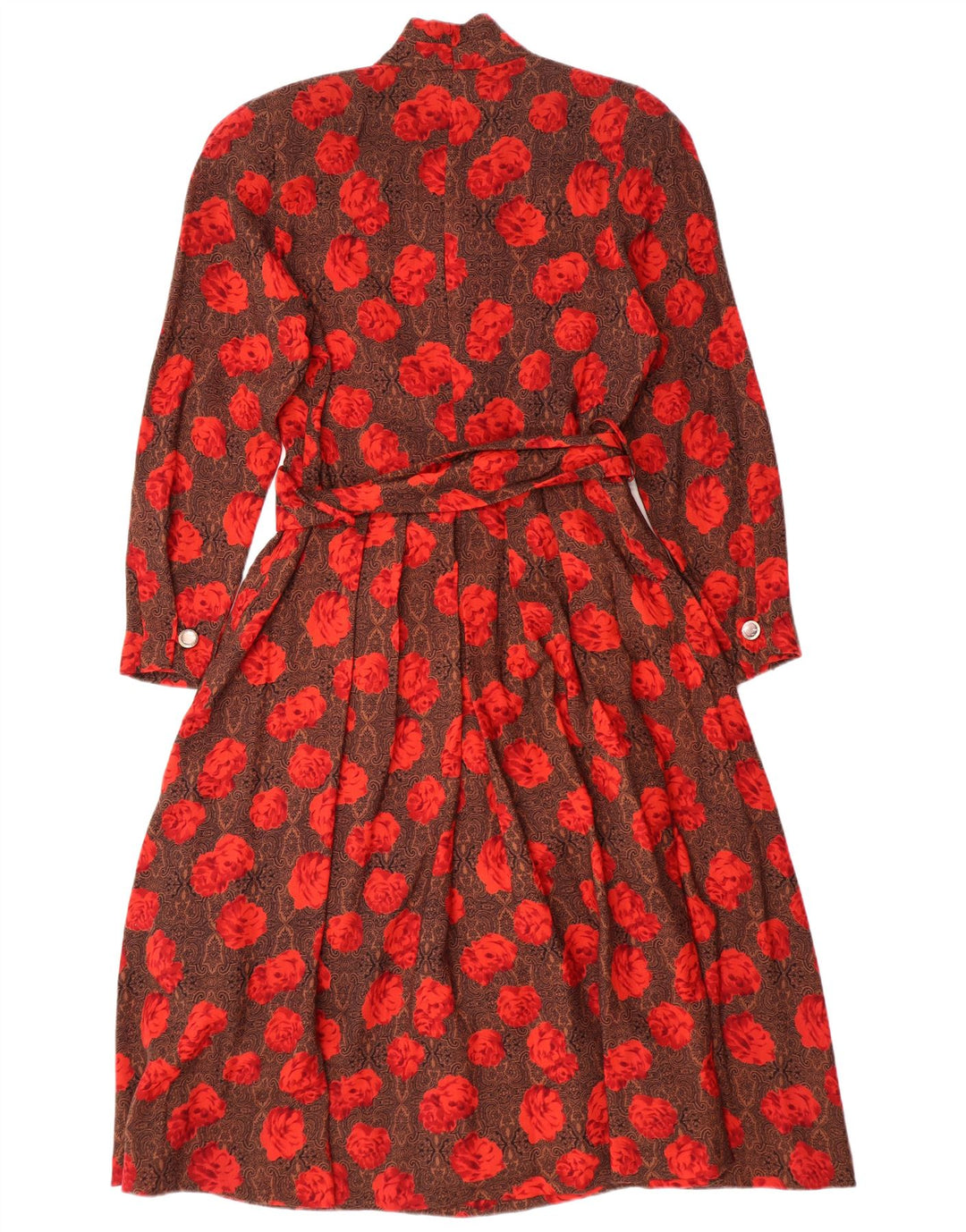 STANNER Robe trapèze à manches longues pour femme IT 42 en laine florale marron moyen