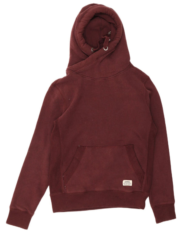 Superdry Pull à capuche pour femme UK 12 Coton bordeaux moyen